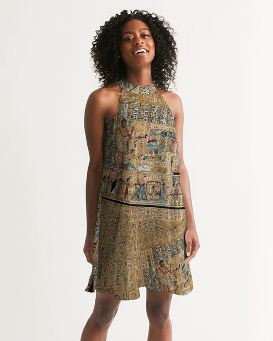 Walk like an Egyptian Women's All-Over Print Halter Dress