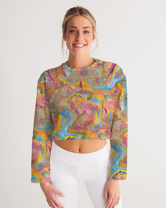 Around the world Women's All-Over Print Cropped Sweatshirt