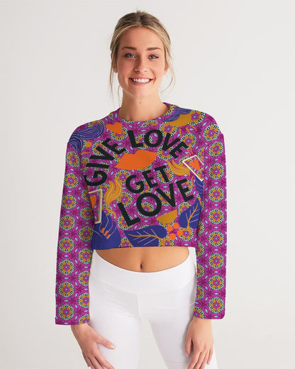 Give Love Women's All-Over Print Cropped Sweatshirt