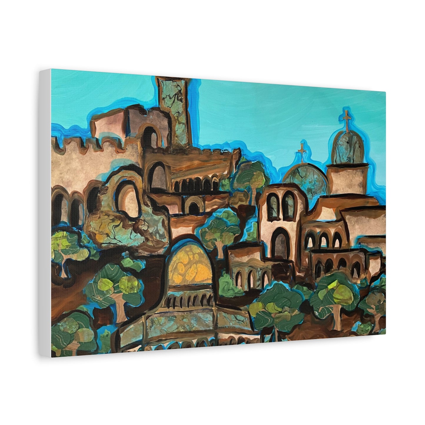 Artistic Canvas Print - Vibrant Architectural Landscape Wall Art