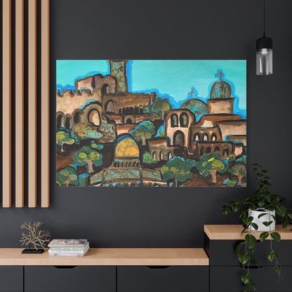 Artistic Canvas Print - Vibrant Architectural Landscape Wall Art