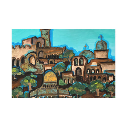 Artistic Canvas Print - Vibrant Architectural Landscape Wall Art