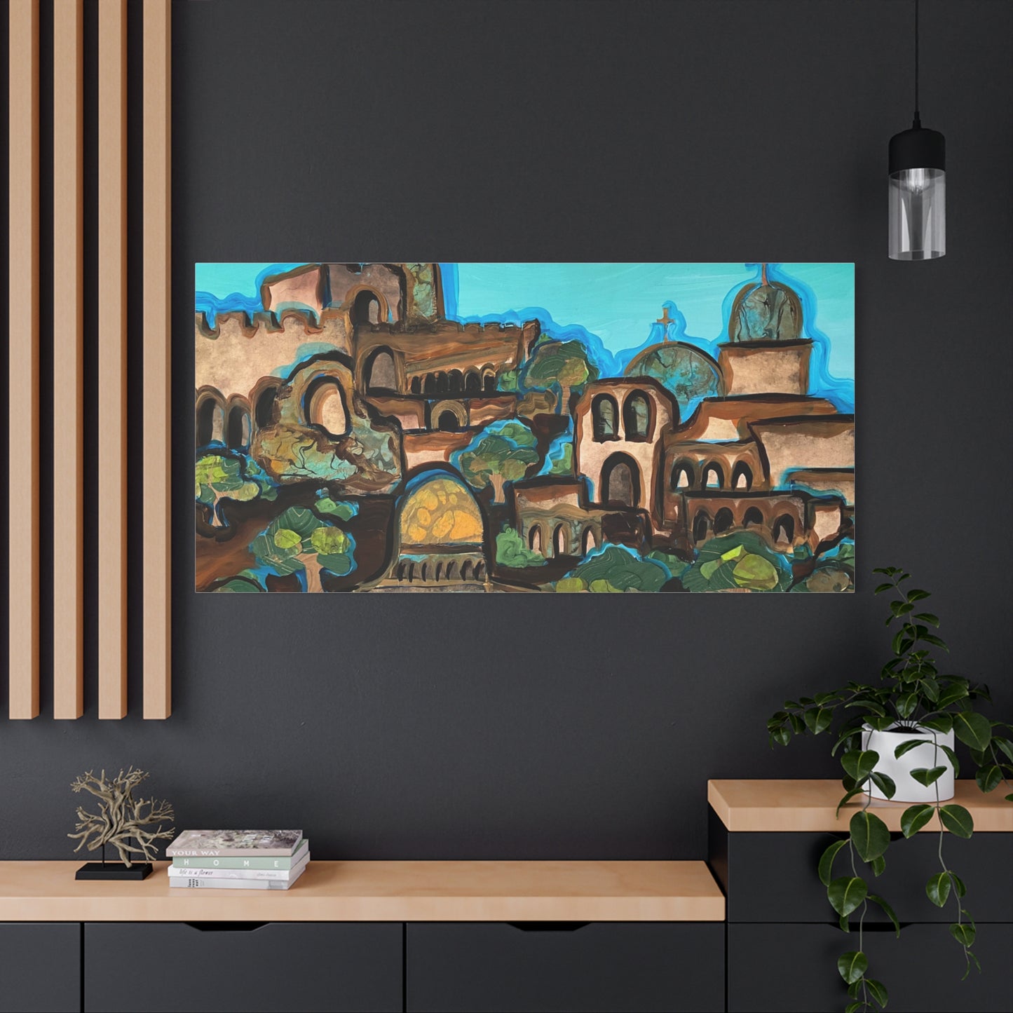 Artistic Canvas Print - Vibrant Architectural Landscape Wall Art