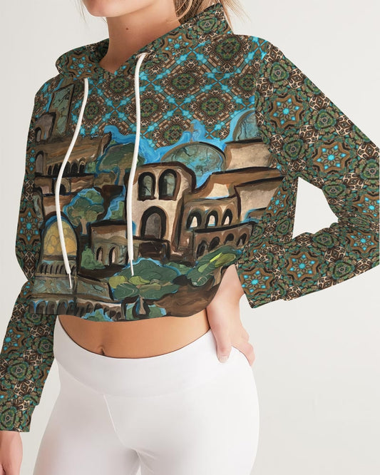 Prayers for Peace Women's All-Over Print Cropped Hoodie