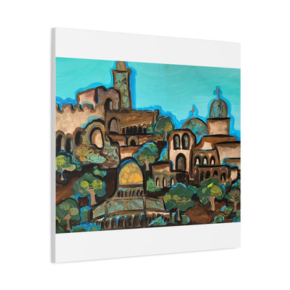 Artistic Canvas Print - Vibrant Architectural Landscape Wall Art