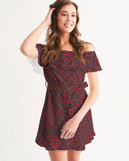 Palestinian @ Heart Women's All-Over Print Off-Shoulder Dress