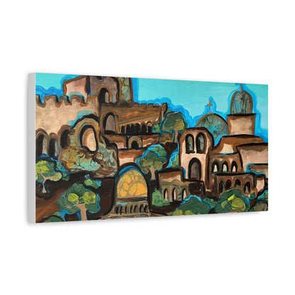 Artistic Canvas Print - Vibrant Architectural Landscape Wall Art