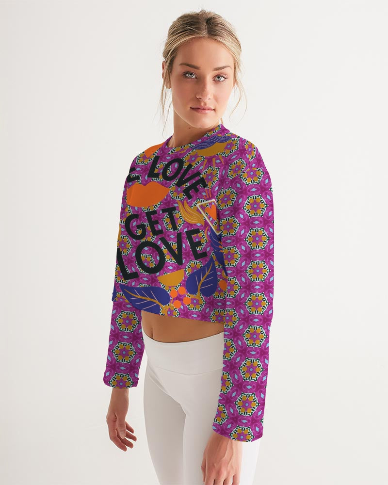 Give Love Women's All-Over Print Cropped Sweatshirt