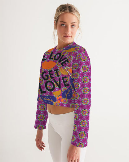 Give Love Women's All-Over Print Cropped Sweatshirt