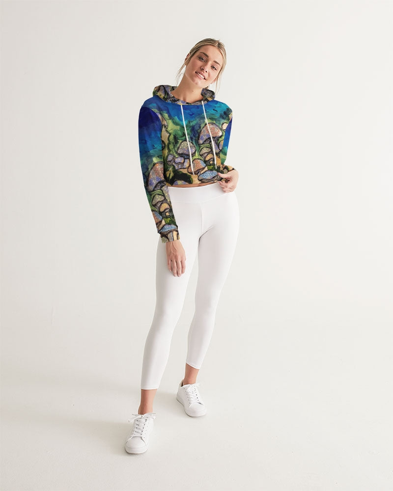 Mushrooms are Magic! Women's All-Over Print Cropped Hoodie