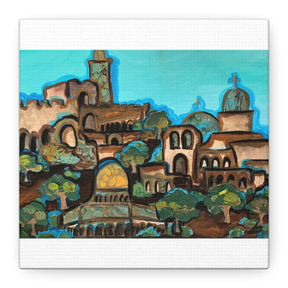 Artistic Canvas Print - Vibrant Architectural Landscape Wall Art