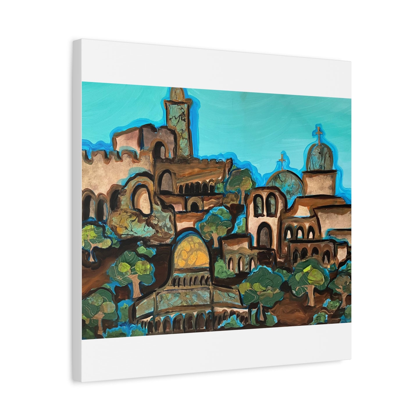 Artistic Canvas Print - Vibrant Architectural Landscape Wall Art