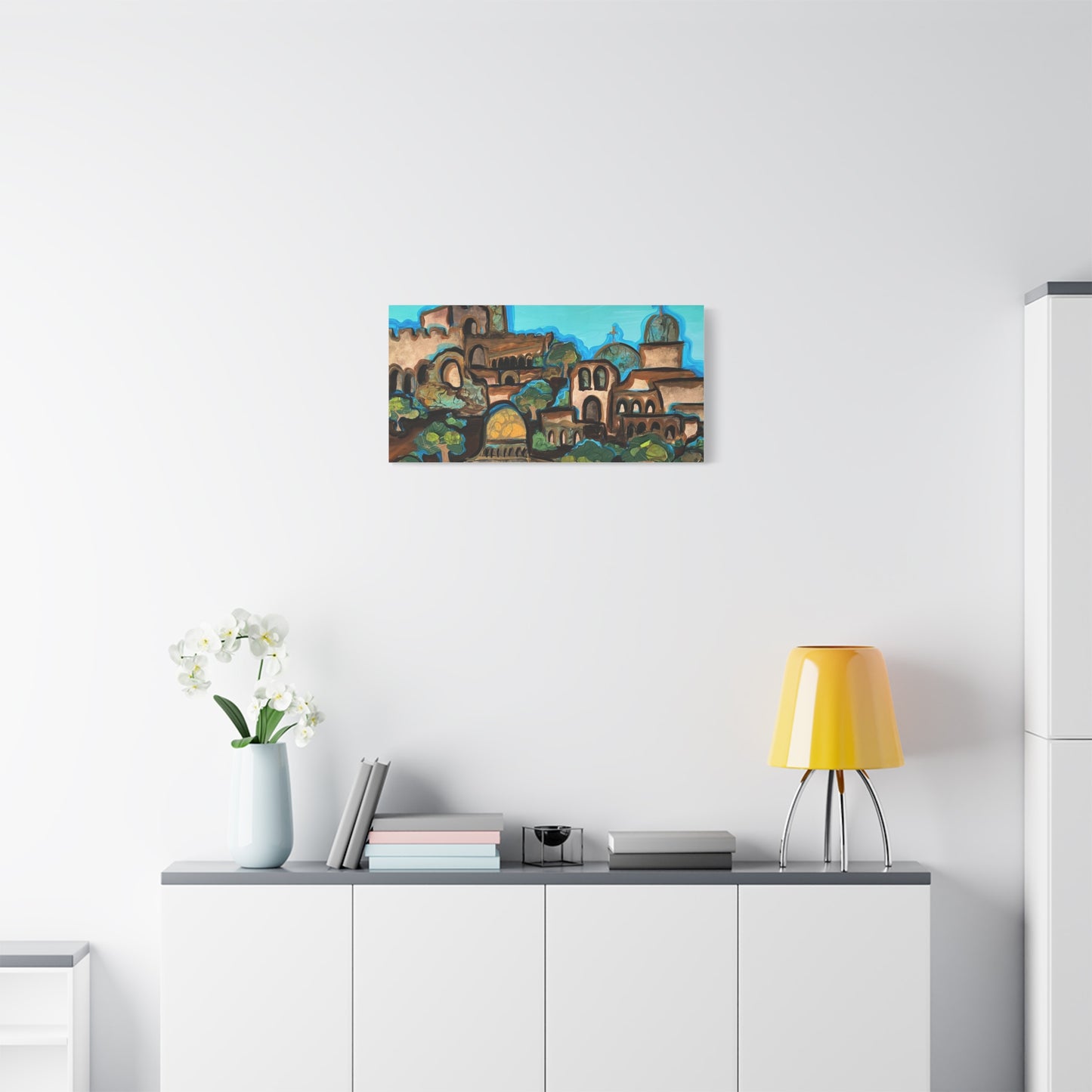 Artistic Canvas Print - Vibrant Architectural Landscape Wall Art