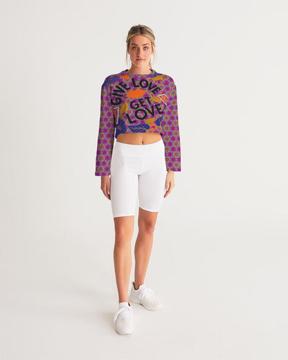 Give Love Women's All-Over Print Cropped Sweatshirt