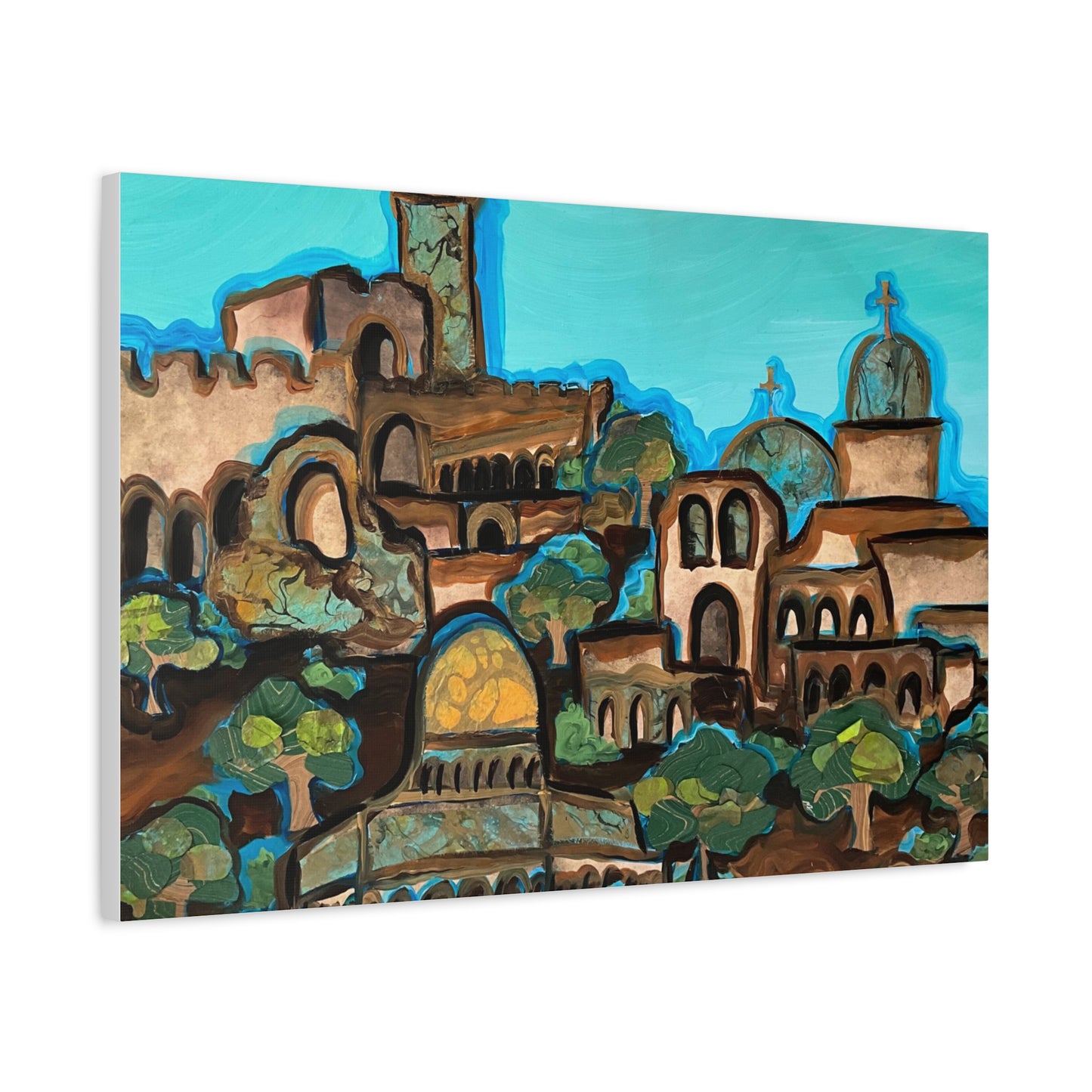 Artistic Canvas Print - Vibrant Architectural Landscape Wall Art