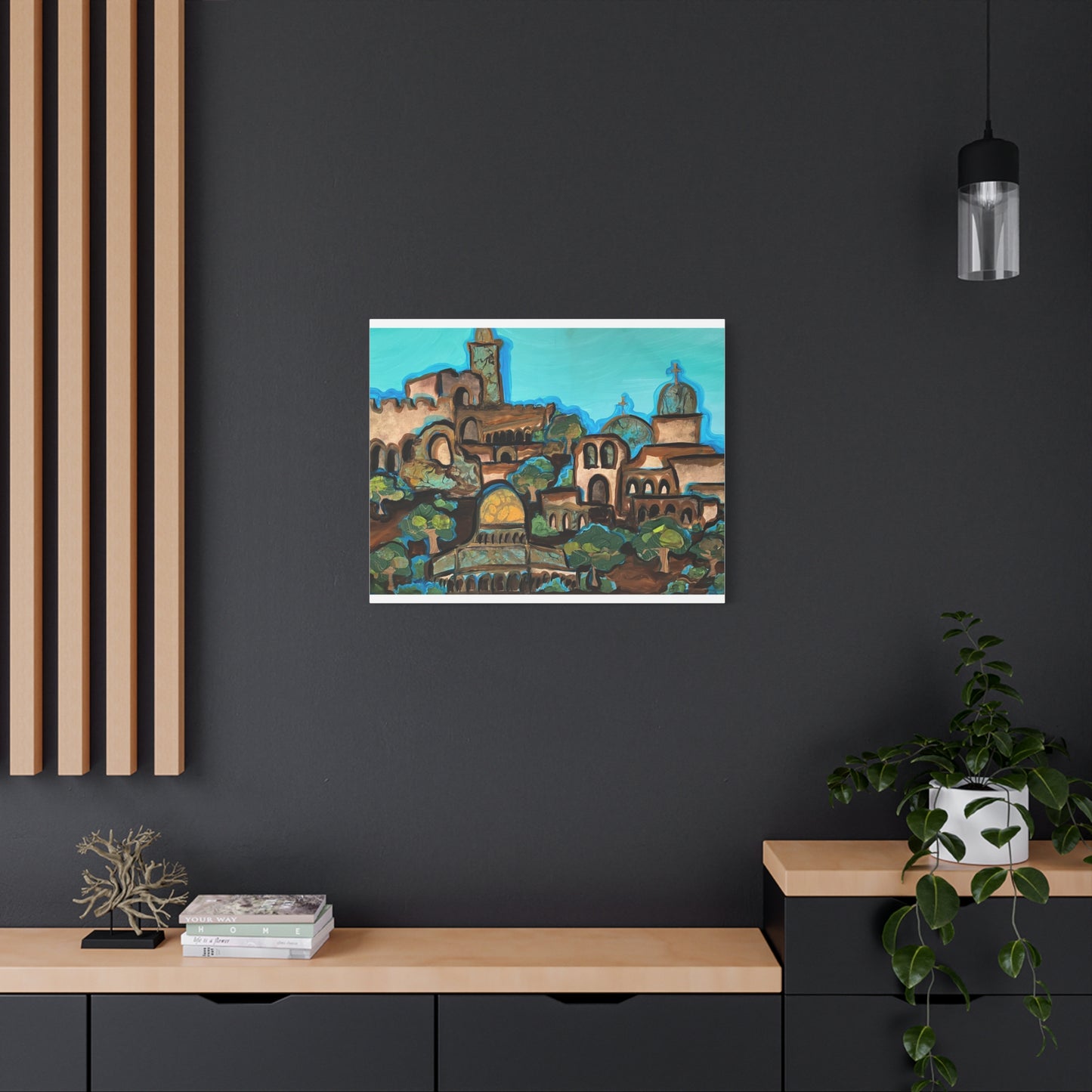 Artistic Canvas Print - Vibrant Architectural Landscape Wall Art