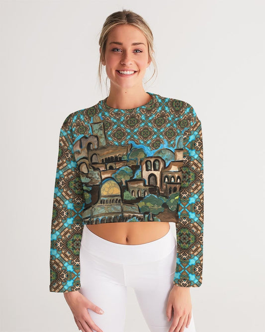 Prayers for Peace Women's All-Over Print Cropped Sweatshirt