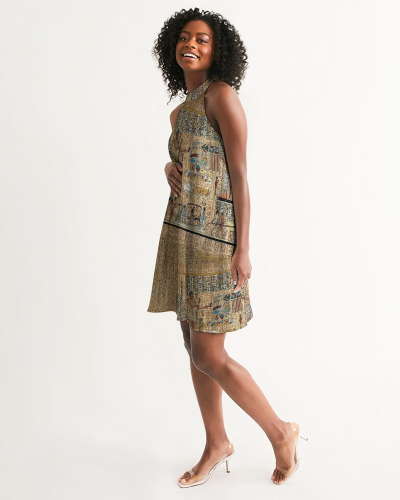 Walk like an Egyptian Women's All-Over Print Halter Dress