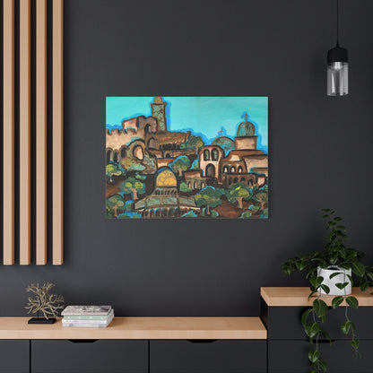 Artistic Canvas Print - Vibrant Architectural Landscape Wall Art