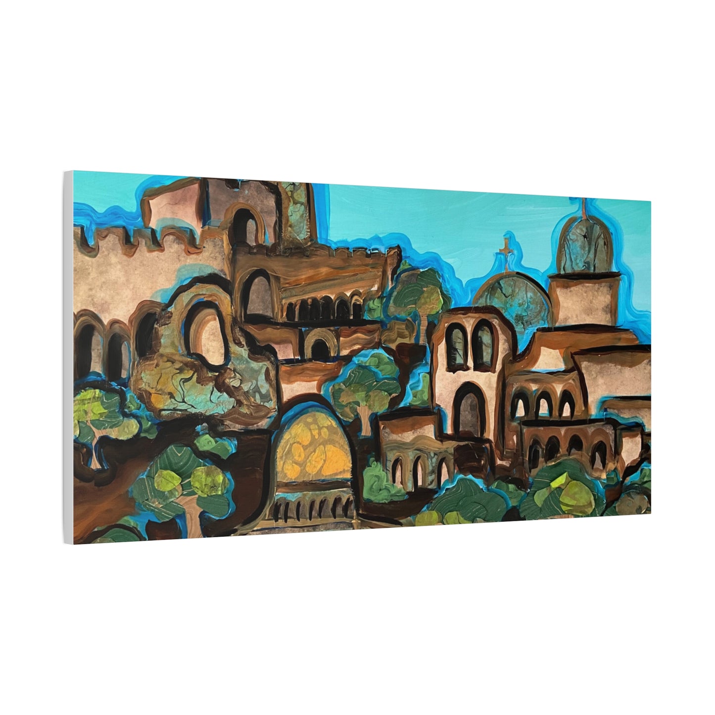 Artistic Canvas Print - Vibrant Architectural Landscape Wall Art