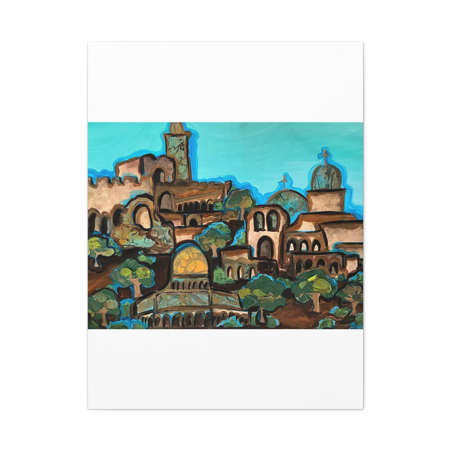 Artistic Canvas Print - Vibrant Architectural Landscape Wall Art