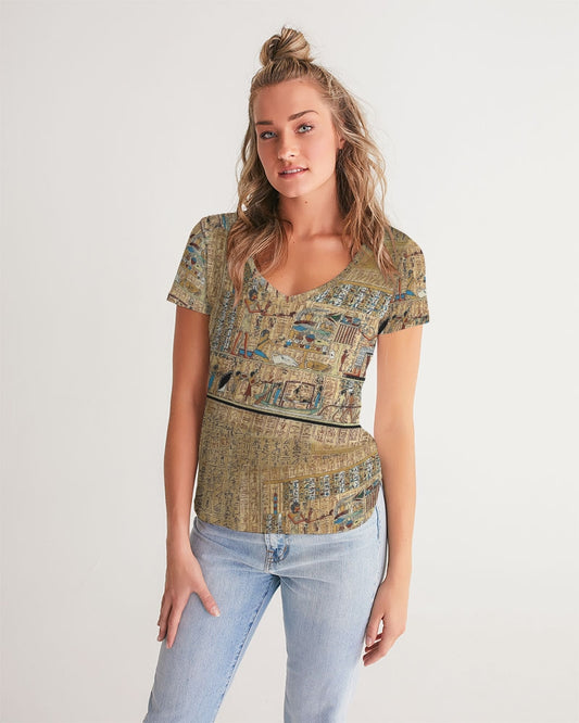 Walk like an Egyptian Women's All-Over Print V-Neck Tee