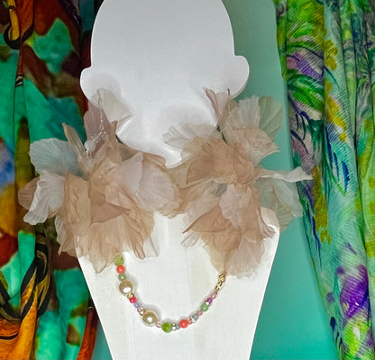 Organza flower earrings