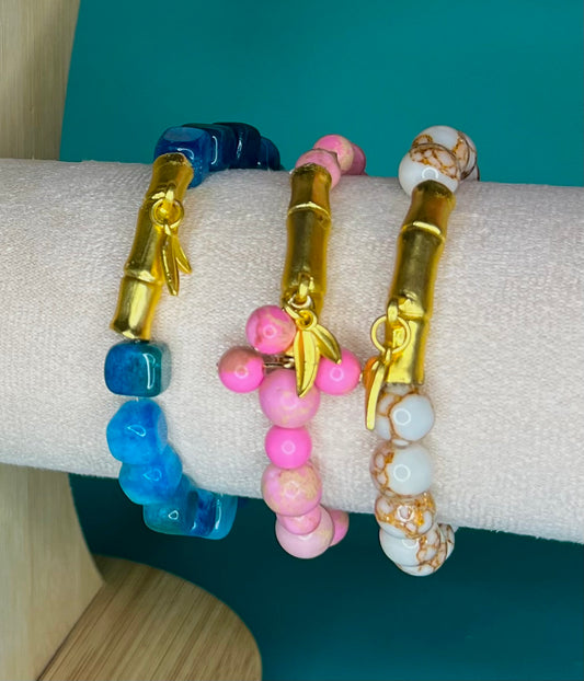 Gold Bamboo natural stone bracelets