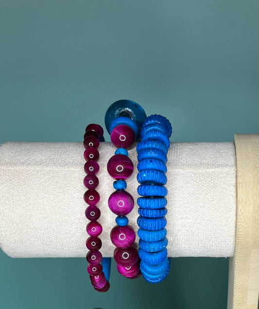 Azure & Fuchsia Bracelet Trio