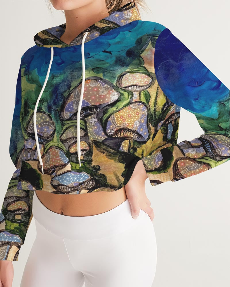 Mushrooms are Magic! Women's All-Over Print Cropped Hoodie