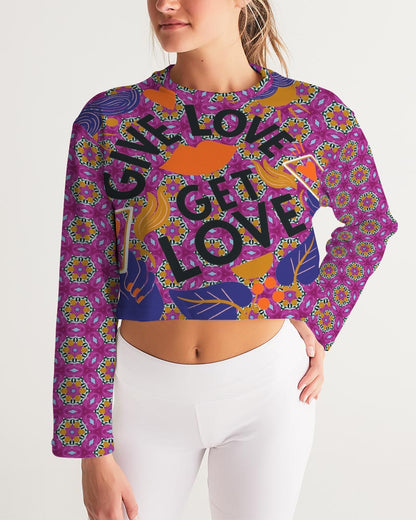 Give Love Women's All-Over Print Cropped Sweatshirt