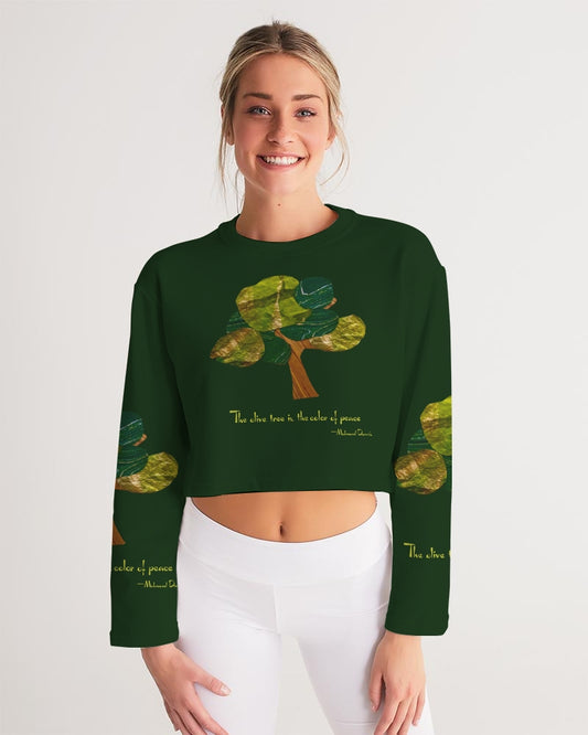 The Olive Tree is the Color of Peace T shirt Women's All-Over Print Cropped Sweatshirt