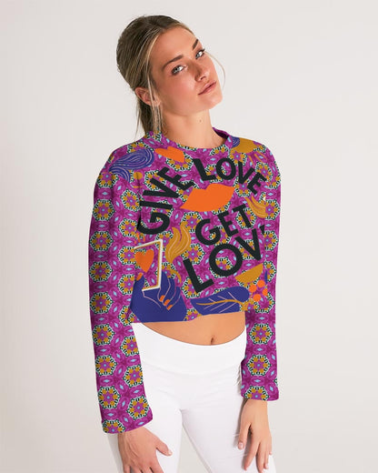 Give Love Women's All-Over Print Cropped Sweatshirt