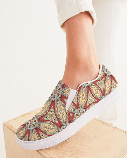 Red Geometric Stars Women's Slip-On Canvas Shoe