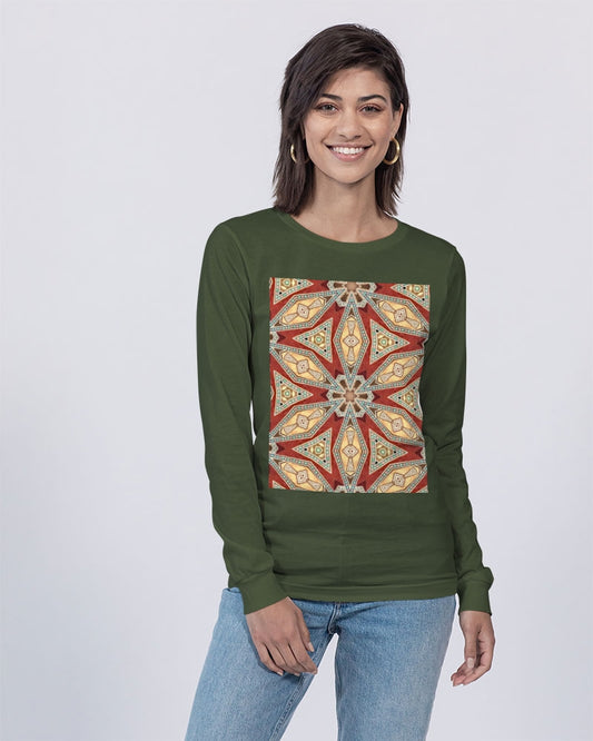 Red Geometric Stars Unisex Jersey Long Sleeve Tee | Bella + Canvas