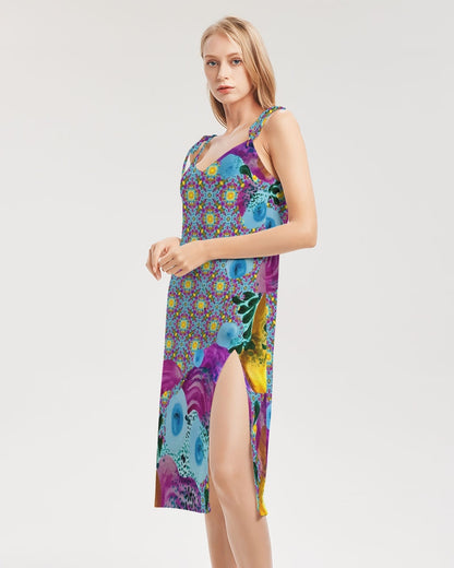 Watercolor Wonderland Women's Tie Strap Split Dress