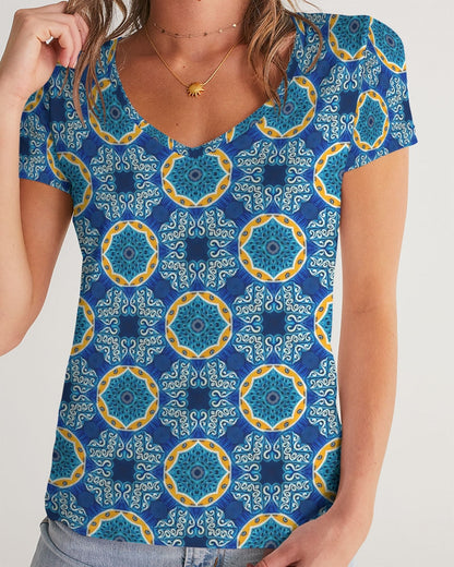 Blue Mosaic Women's V-Neck Tee