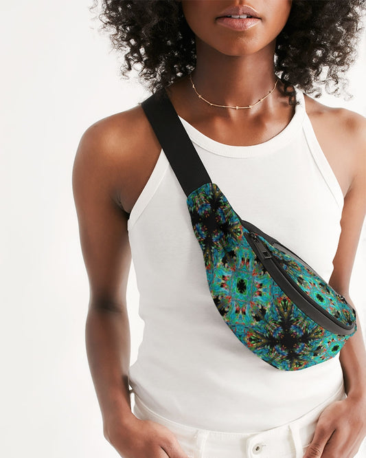 Turquoise Palm  Crossbody Sling Bag