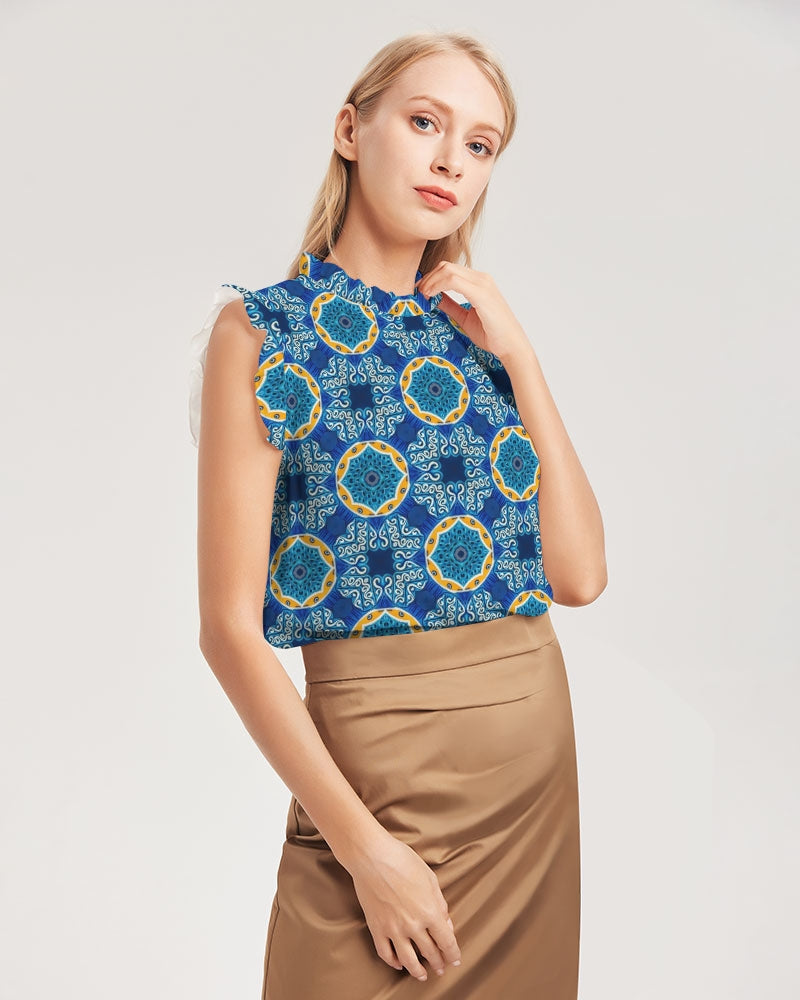 Blue Mosaic Women's Ruffle Sleeve Top