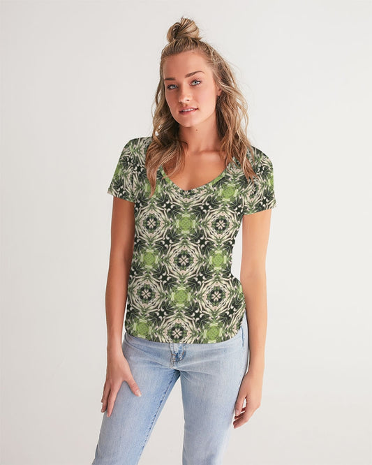 Green Kaleidoscope  Women's V-Neck Tee