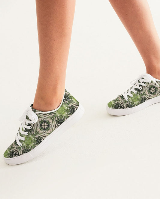 Green Kaleidoscope  Women's Faux-Leather Sneaker