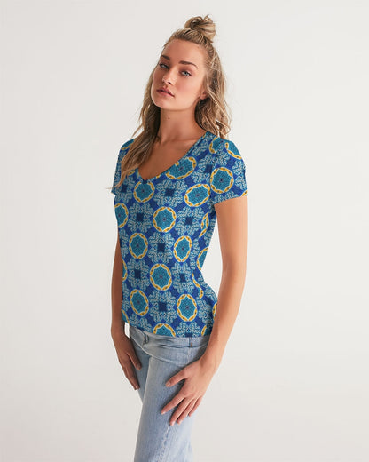 Blue Mosaic Women's V-Neck Tee