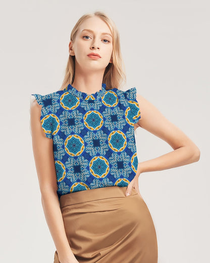 Blue Mosaic Women's Ruffle Sleeve Top