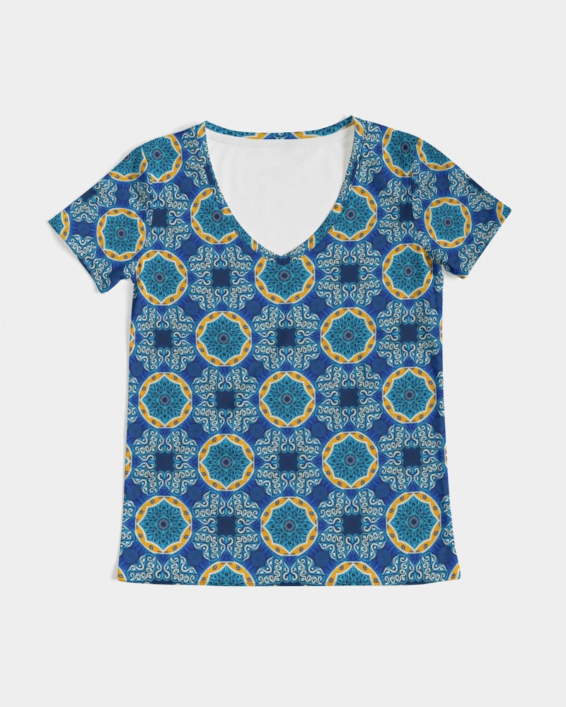 Blue Mosaic Women's V-Neck Tee