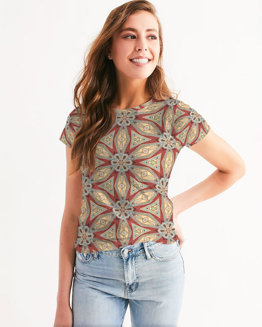 Red Geometric Stars Women's Tee