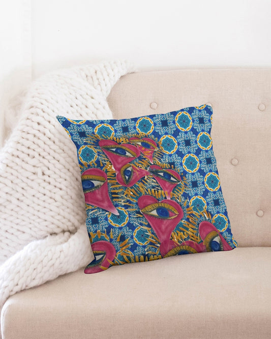 Blue Mosaic Throw Pillow Case 18"x18"