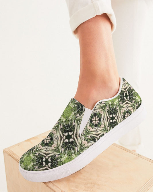 Green Kaleidoscope  Women's Slip-On Canvas Shoe